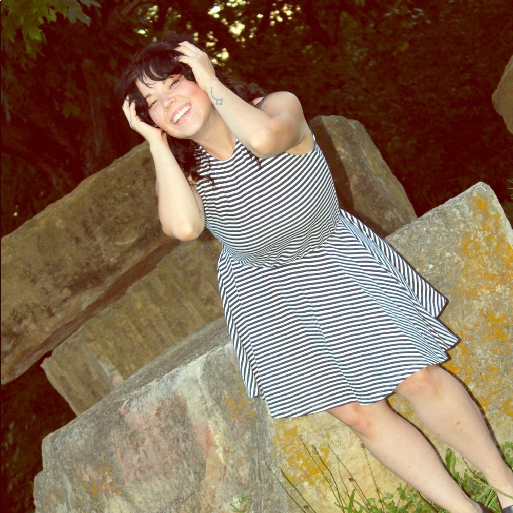 Black and white stripe Gap dress.